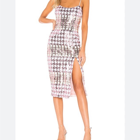 X by NBD Dresses & Skirts - X by NBD Sequin Midi Dress M Pink and Ivory